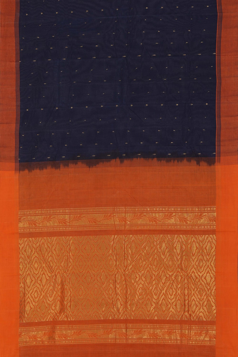 Image of South Cotton Navy Blue Saree